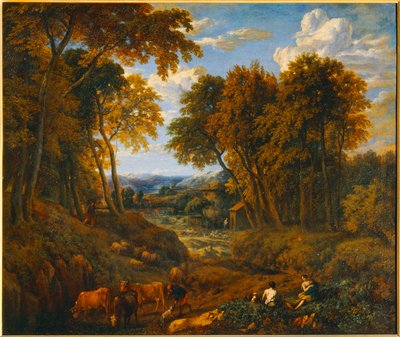 Landscape with Shepherd and Herds in a Forest Path by Erich Lessing