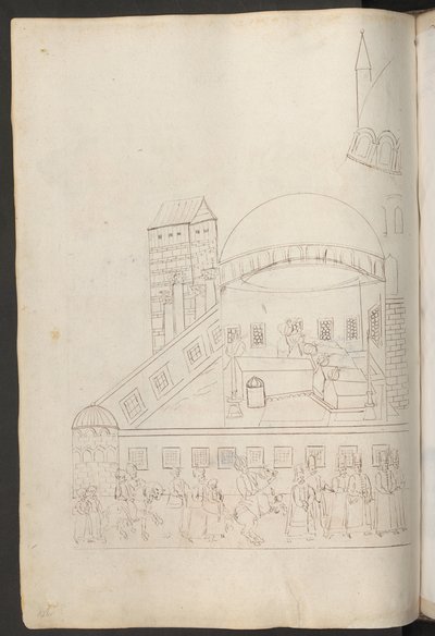 Pen Drawing: Inner Court of a Mosque by Erich Lessing