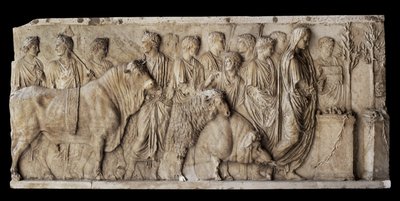 Roman architectural relief showing an animal sacrifice by Erich Lessing