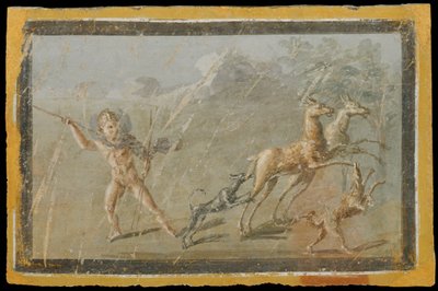 Scene of a hunt, Herculaneum, house of the Deer, Around 60-80 CE, Wall painting by Erich Lessing