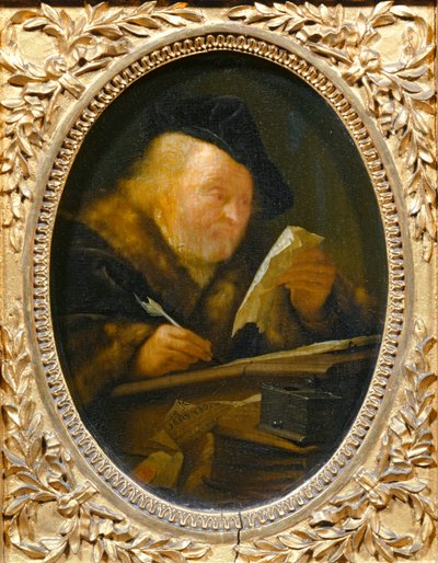 Old Man Writing by Erich Lessing