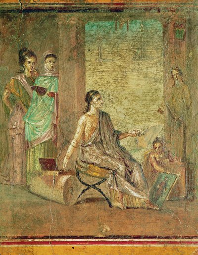 Woman painter and a bust of Bacchus by Erich Lessing