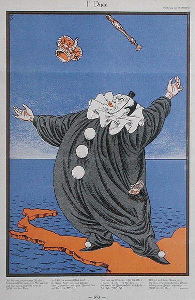 Caricature of Benito Mussolini (1883-1945), from 