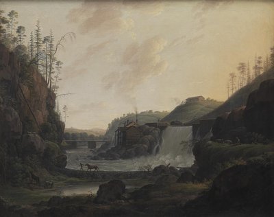 River Landscape with a Waterfall near Bogstad in Norway by Erik Pauelsen