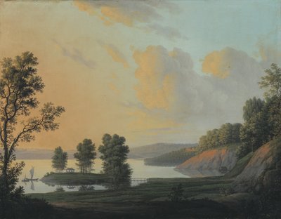View of the Manor of Dronninggaard across Lake Fure, North Zealand by Erik Pauelsen