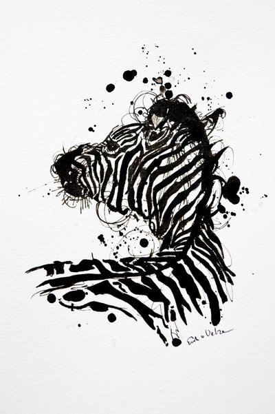 Wild Zebra Ink Splash by Erik Van Velzen
