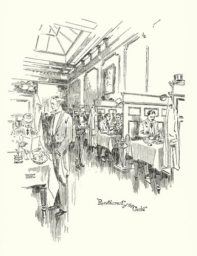 Old London: Restaurant of the Cock Tavern by Ernest (after) Coffin