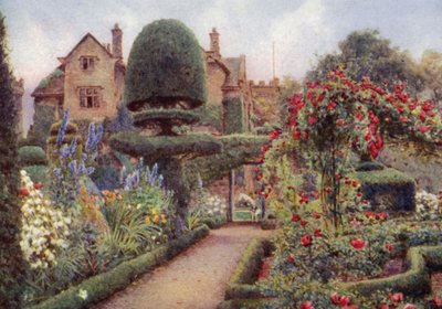 Delphiniums in the Herbaceous Border at Levens Hall by Ernest Arthur Rowe