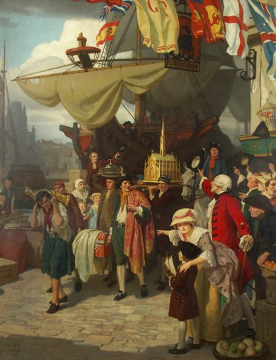 The Unloading of Two Captured Spanish Treasure Ships at Bristol in September 1745 by Ernest Board