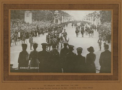 Victory Celebrations in London in 1919, Sir Douglas Haig saluting the King (b/w photo) by Ernest Brooks