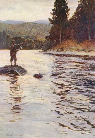 Salmon fishing on the Faskally water by Ernest Edward Briggs