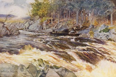 Salmon fishing on the Ken, a critical moment by Ernest Edward Briggs