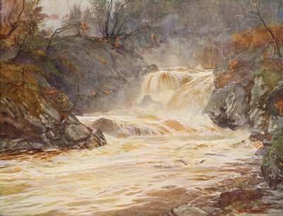 The Falls of Lochay in flood by Ernest Edward Briggs