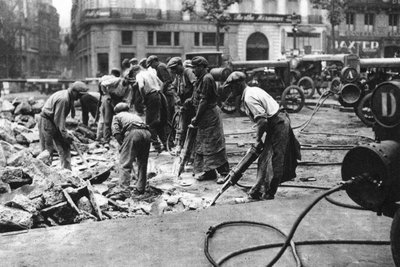 Renewing the Roads on the Grands Boulevards, Paris by Ernest Flammarion
