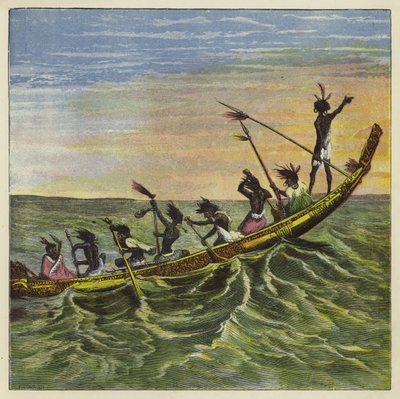 The King of the Ashantees at Sea in His State Canoe by Ernest Henry Griset