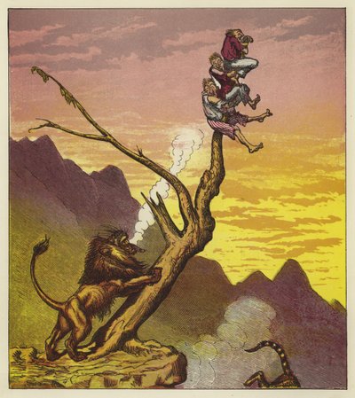 The Three Mariners Escape a Lion by Climbing a Tree by Ernest Henry Griset