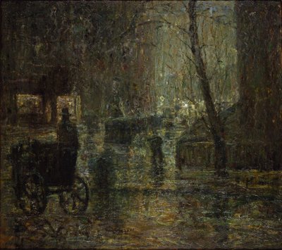 Wet Night, Gramercy Park (After Rain, Nocturne) by Ernest Lawson