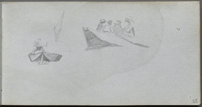 Sketchbook, Page 25: Studies of Figures in Boats by Jean Louis Ernest Meissonier