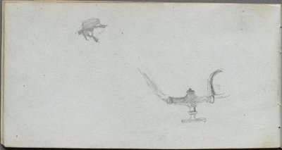 Sketchbook, Page 26: Study of a Head and a Lamp by Jean Louis Ernest Meissonier