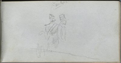 Sketchbook, page 38: Study of a Solider and Figure in Top Hat by Ernest Meissonier