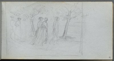Sketchbook, page 41: Figures in a Landscape by Jean Louis Ernest Meissonier