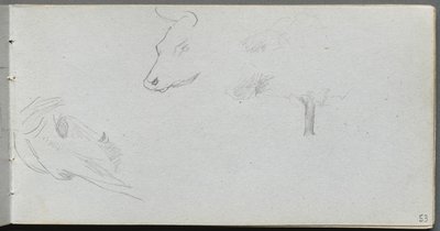 Sketchbook, Page 53: Animal Studies and Tree Study by Jean Louis Ernest Meissonier