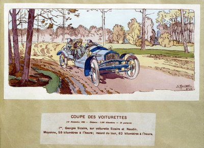 Car Racing: The Cut of Carts in 1906 - Drawing by Ernest Montaut (1878-1909) by Ernest Montaut