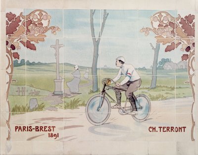 Charles Terront Competing in the First Ever Long-Distance Cycle Race in 1891, Between Paris and Brest by Ernest Montaut