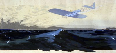 Louis Bleriot: First Air Crossing of the English Channel, c.1920 (Illustration) by Ernest Montaut