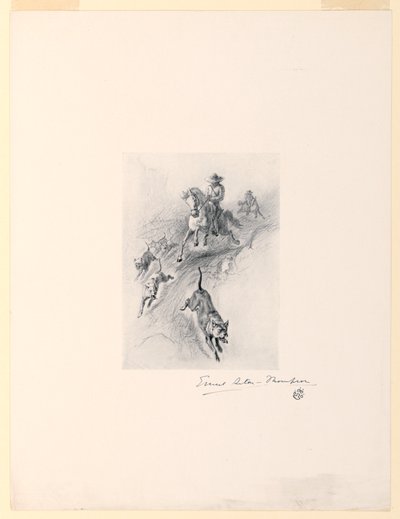 Tannery, with His Dogs, Came Galloping Up the Canyon by Ernest Thompson Seton