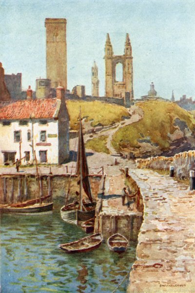 Cathedral Ruins, St. Andrews, From the Harbour by Ernest William Haslehust