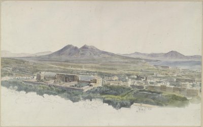 View over Naples with Pompeii on Vesuvius by Ernst Fries