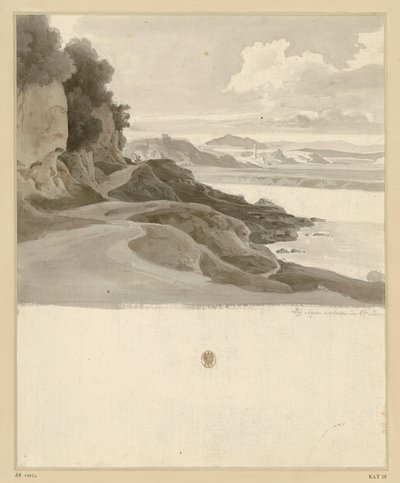 River Landscape with Path on Rocky Shore at Aqua Acetosa by Ernst Fries