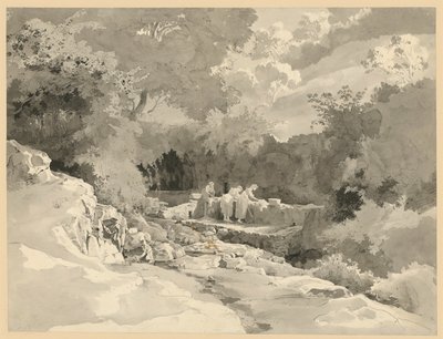 Landscape with Women at the Washing Fountain by Ernst Fries