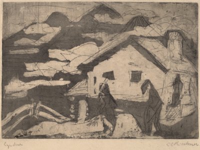 Alpine Huts in Fog by Ernst Ludwig Kirchner