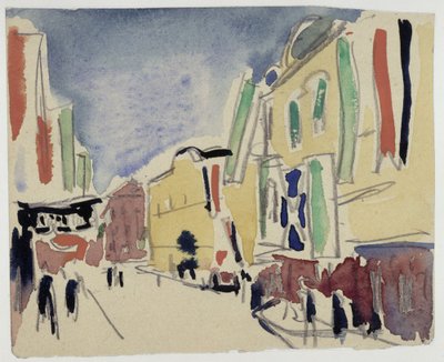 Flagged Houses on Schlossstrasse in Dresden by Ernst Ludwig Kirchner