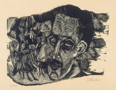 Head of Dr. Ludwig Binswanger and Little Girls, 1917-18 by Ernst Ludwig Kirchner