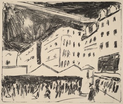 Old Market in Dresden with a Fair by Ernst Ludwig Kirchner