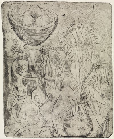 Still Life with Sunflowers and Fruit Bowl by Ernst Ludwig Kirchner