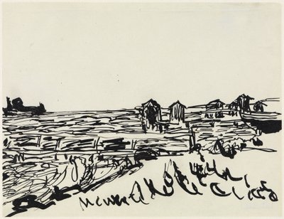 Beach with Bathing Carts by Ernst Ludwig Kirchner