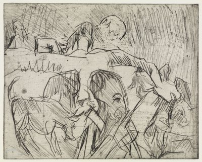 Study Mardersteig / Shepherd with Cows on the Mountain by Ernst Ludwig Kirchner