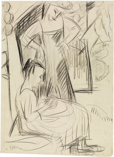 Two Girls in Front of the House by Ernst Ludwig Kirchner