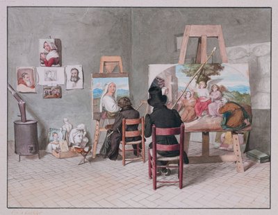 Bernhard Neher and Erwin Speckter in their Studio in Rome by Erwin Speckter