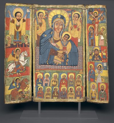 Triptych Icon with Central Image of the Virgin and Child, 1682-99 by Ethiopian School