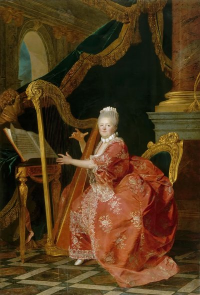 Portrait of Princess Victoire of France Playing Her Harp by Etienne Aubry