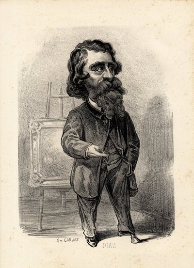 Flying leaf - Illustration by Etienne Carjat: Art - Painters artists, Diaz Narcisse Diaz de la Pena (1807-1876) by Etienne Carjat
