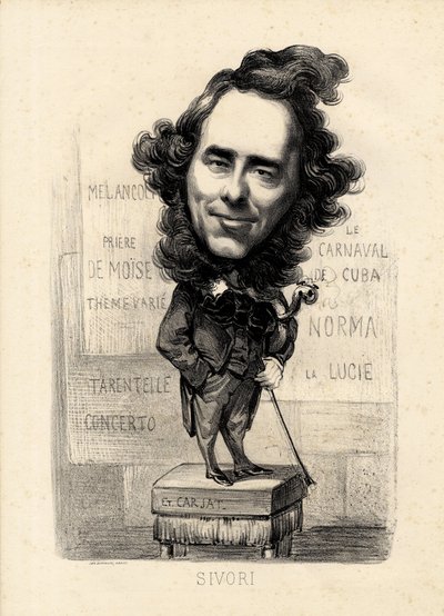 Flying leaf - Illustration by Etienne Carjat (1826-1906): Sivori Camille Camillo (1815-1894) by Etienne Carjat