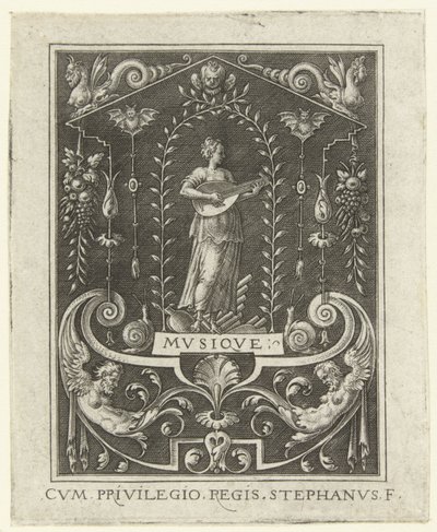 Music, Four Liberal Arts, Perspective and Architecture, Represented by Women (later version) (series title) by Etienne Delaune