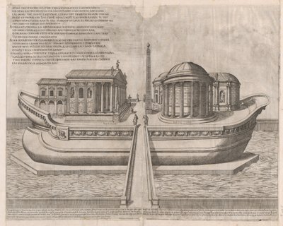 Speculum Romanae Magnificentiae: Temples on the Isle of Tiber by Etienne Duperac
