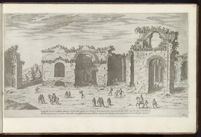 Baths of Diocletian in Rome (series title: Buildings from Antiquity) (series title on object: The Remains of Ancient Rome Collected and Depicted in Perspective by Stefano Du Perac Parisino) by Etienne Duperac